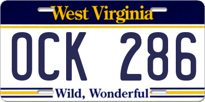 WV license plate OCK286