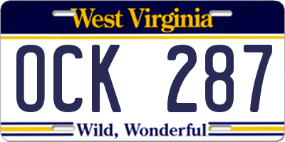 WV license plate OCK287