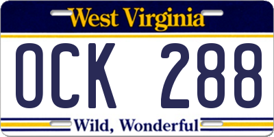 WV license plate OCK288