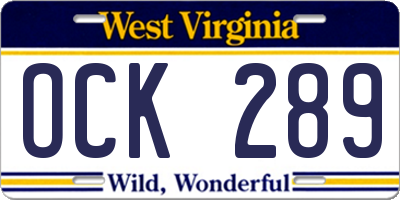 WV license plate OCK289