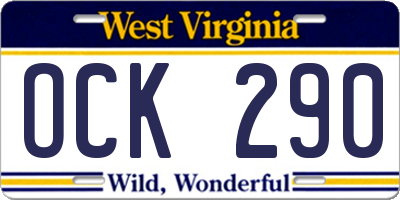 WV license plate OCK290