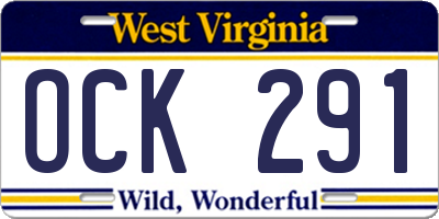 WV license plate OCK291