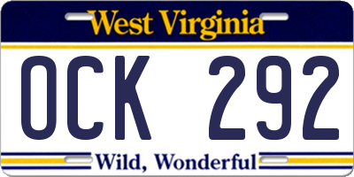 WV license plate OCK292