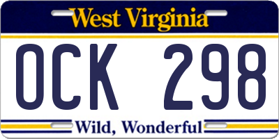 WV license plate OCK298