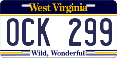 WV license plate OCK299