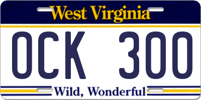 WV license plate OCK300