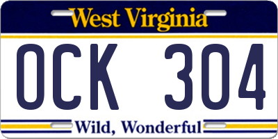 WV license plate OCK304