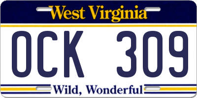 WV license plate OCK309