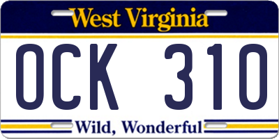 WV license plate OCK310