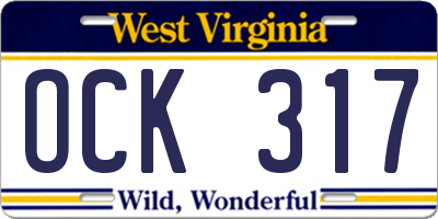 WV license plate OCK317
