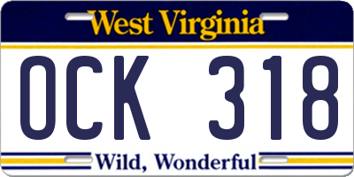 WV license plate OCK318