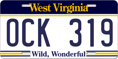 WV license plate OCK319