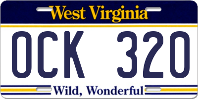 WV license plate OCK320