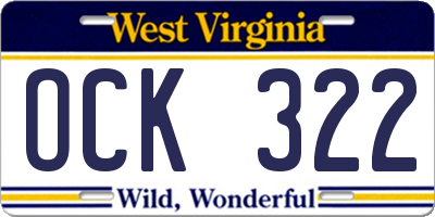WV license plate OCK322