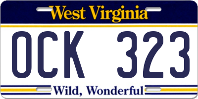 WV license plate OCK323