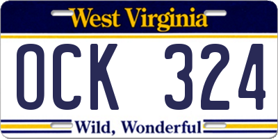 WV license plate OCK324