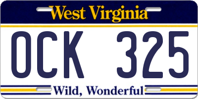 WV license plate OCK325