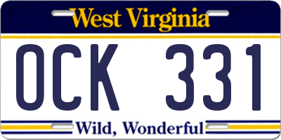 WV license plate OCK331