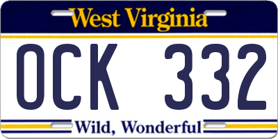 WV license plate OCK332