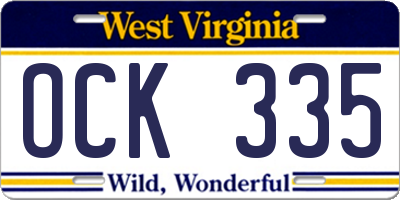 WV license plate OCK335