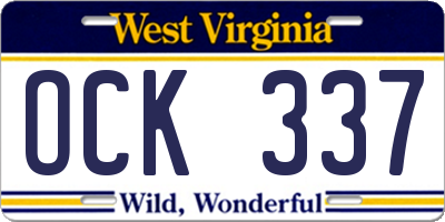 WV license plate OCK337