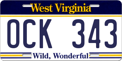 WV license plate OCK343