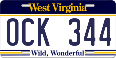 WV license plate OCK344
