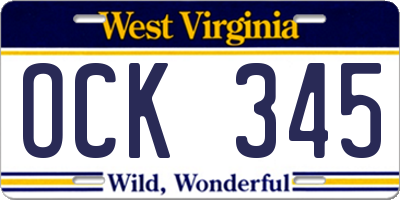 WV license plate OCK345