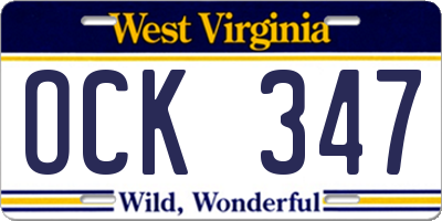 WV license plate OCK347