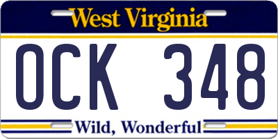 WV license plate OCK348