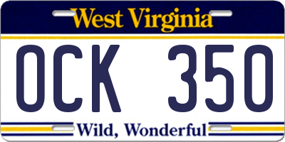 WV license plate OCK350