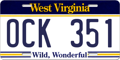 WV license plate OCK351