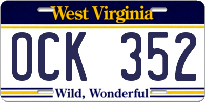 WV license plate OCK352