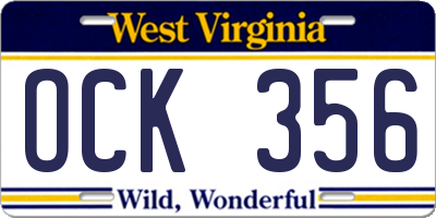 WV license plate OCK356