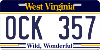 WV license plate OCK357