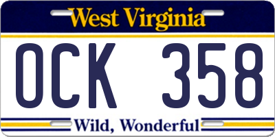 WV license plate OCK358