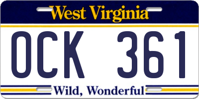 WV license plate OCK361
