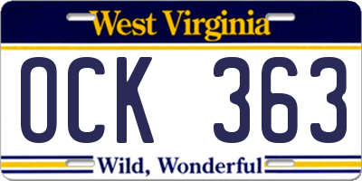 WV license plate OCK363