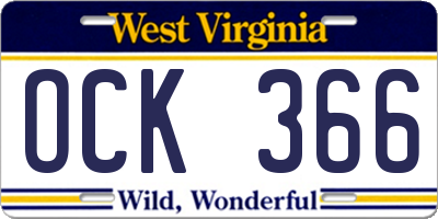 WV license plate OCK366