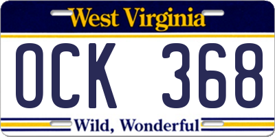 WV license plate OCK368