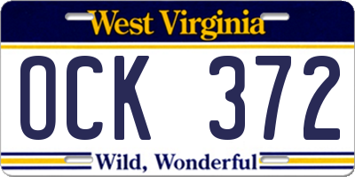 WV license plate OCK372