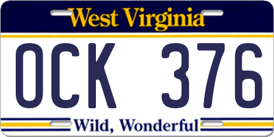 WV license plate OCK376