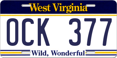 WV license plate OCK377