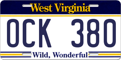 WV license plate OCK380
