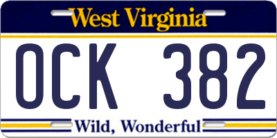 WV license plate OCK382