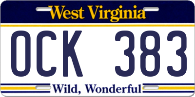 WV license plate OCK383