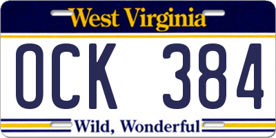 WV license plate OCK384