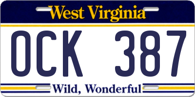 WV license plate OCK387