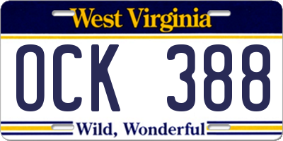 WV license plate OCK388