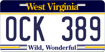 WV license plate OCK389